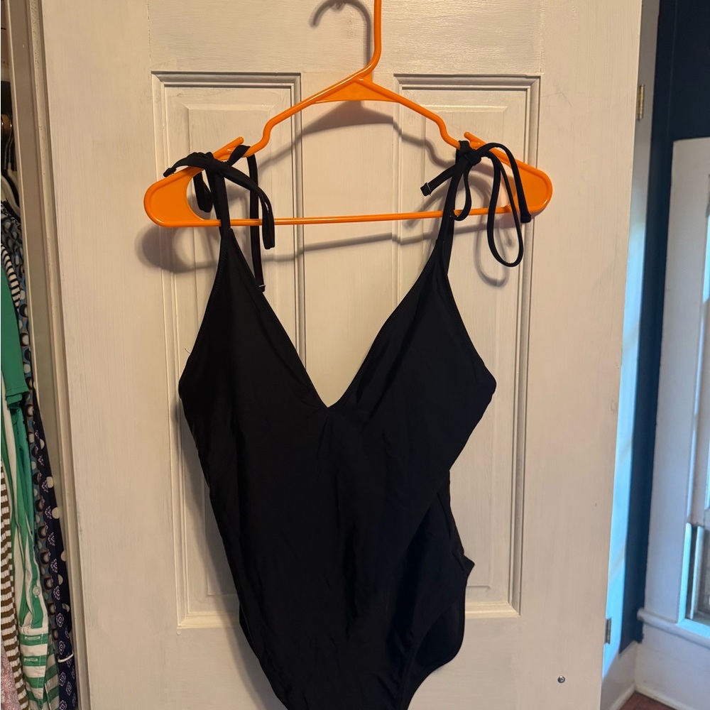 Aerie Black One-Piece Swimsuit with Tie Straps